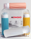 ADAGIO Travel Bottles for Toiletries, TSA Approved, Refillable Liquid Silicone Squeezable Bottle for Shampoo Conditioner Lotion, Clear Toiletry Bag, Leak Proof Containers 4PACK